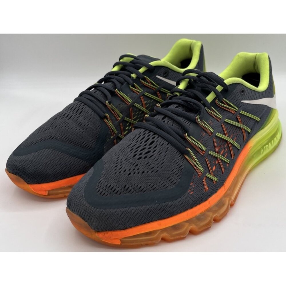 Nike Air Max 2015 Charcoal/Volt/Orange Men's Size 10 Sneakers Shoes 698902-002